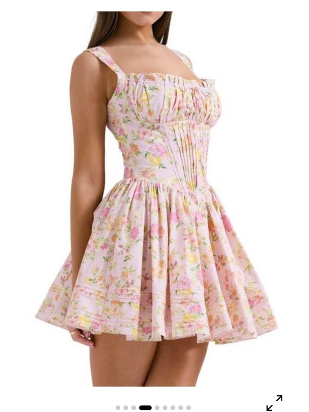 Like new! House of CB Pink Meadow Print Cotton Mini Dress Floral Corset! Size S! - Picture 10 of 11